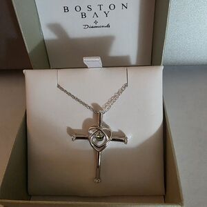 Sterling Silber Peridot And Diamond Pendant Necklace